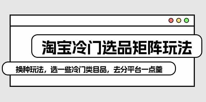 （10159期）淘宝冷门选品矩阵玩法：换种玩法，选一些冷门类目品，去分平台一点羹-富爸爸项目圈