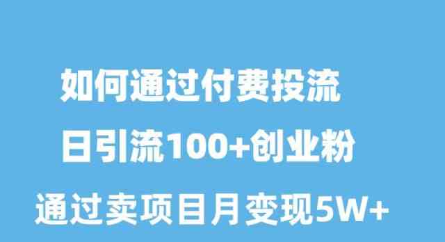 （10189期）如何通过付费投流日引流100+创业粉月变现5W+-富爸爸项目圈