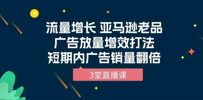 （10112期）流量增长 亚马逊老品广告放量增效打法，短期内广告销量翻倍（3堂直播课）-富爸爸项目圈