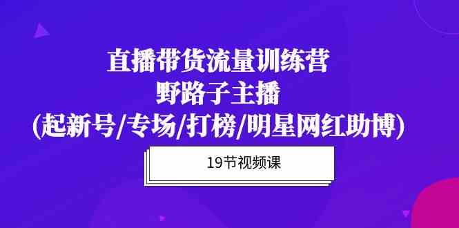 （10016期）直播带货流量特训营，野路子主播(起新号/专场/打榜/明星网红助博)19节课-富爸爸项目圈