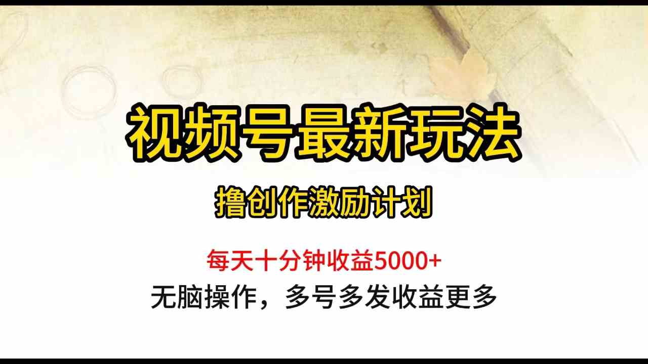 （10087期）视频号最新玩法，每日一小时月入5000+-富爸爸项目圈
