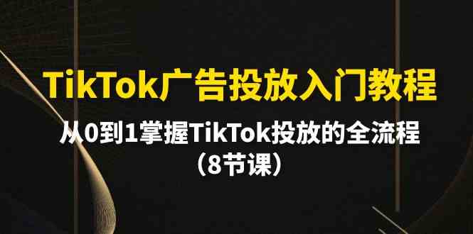（10085期）TikTok广告投放入门教程，从0到1掌握TikTok投放的全流程（8节课）-富爸爸项目圈