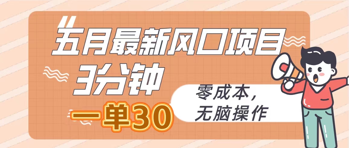 （10256期）五月最新风口项目，3分钟一单30，零成本，无脑操作-富爸爸项目圈