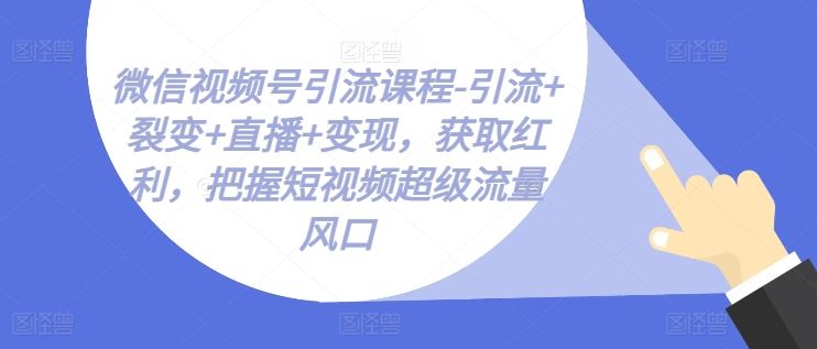 微信视频号引流课程-引流+裂变+直播+变现，获取红利，把握短视频超级流量风口-富爸爸项目圈
