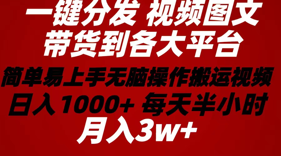 （10667期）2024年 一键分发带货图文视频  简单易上手 无脑赚收益 每天半小时日入1…-富爸爸项目圈
