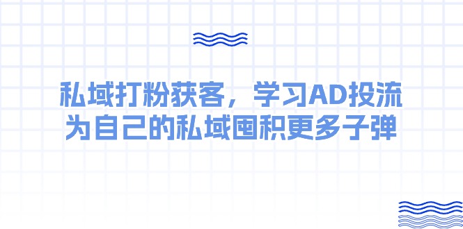 （10728期）某收费课：私域打粉获客，学习AD投流，为自己的私域囤积更多子弹-富爸爸项目圈