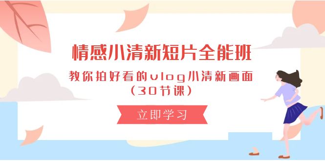 （10567期）情感 小清新短片-全能班，教你拍好看的vlog小清新画面 (30节课)-富爸爸项目圈