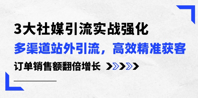 （10563期）3大社媒引流实操强化，多渠道站外引流/高效精准获客/订单销售额翻倍增长-富爸爸项目圈