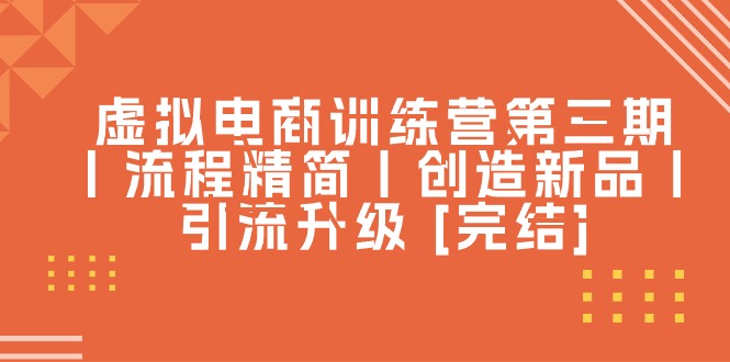 （10960期）虚拟电商训练营第三期丨流程精简丨创造新品丨引流升级 [完结]-富爸爸项目圈