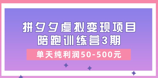 （11000期）某收费培训《拼夕夕虚拟变现项目陪跑训练营3期》单天纯利润50-500元-富爸爸项目圈
