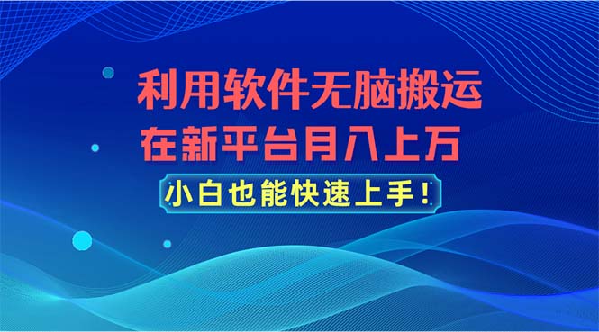 （11078期）利用软件无脑搬运，在新平台月入上万，小白也能快速上手-富爸爸项目圈