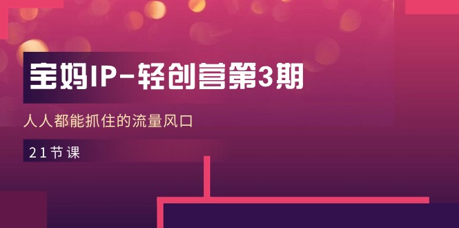 （11042期）宝妈IP-轻创营第3期，人人都能抓住的流量风口（21节课）-富爸爸项目圈