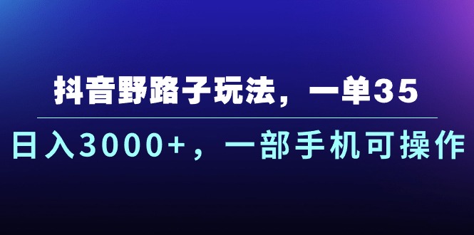 （10909期）抖音野路子玩法，一单35.日入3000+，一部手机可操作-富爸爸项目圈