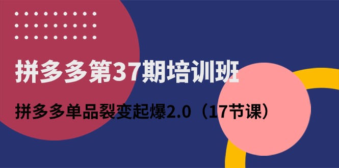 （10835期）拼多多第37期培训班：拼多多单品裂变起爆2.0（17节课）-富爸爸项目圈