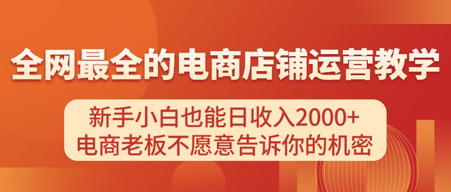（11266期）电商店铺运营教学，新手小白也能日收入2000+，电商老板不愿意告诉你的机密-富爸爸项目圈