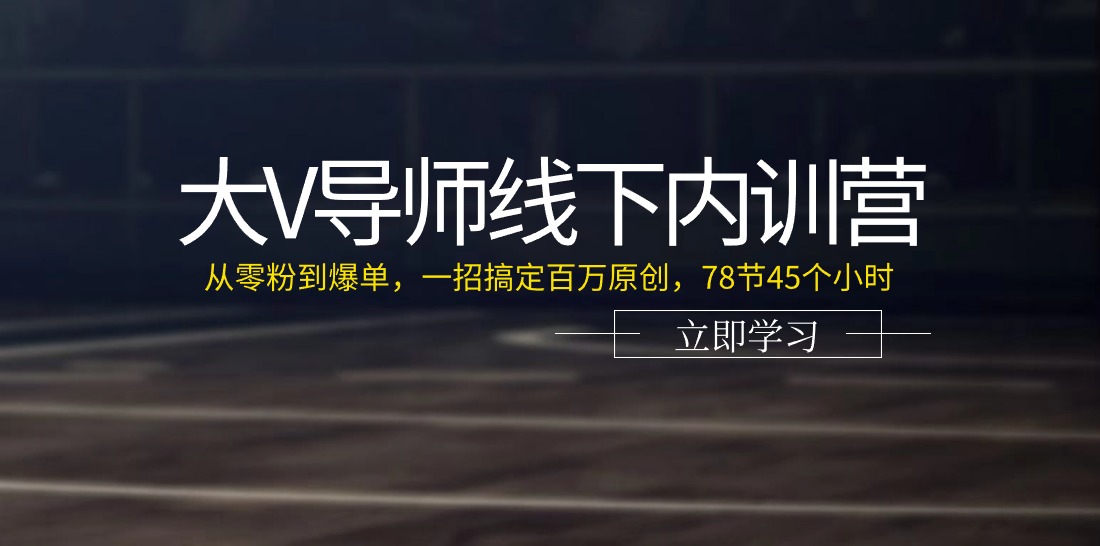 （11261期）大V导师线下内训营：从零粉到爆单，一招搞定百万原创，78节45个小时-富爸爸项目圈