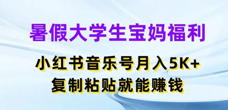 暑假大学生宝妈福利，小红书音乐号月入5000+，复制粘贴就能赚钱【揭秘】-富爸爸项目圈