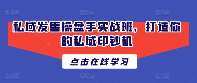 私域发售操盘手实战班，打造你的私域印钞机-富爸爸项目圈