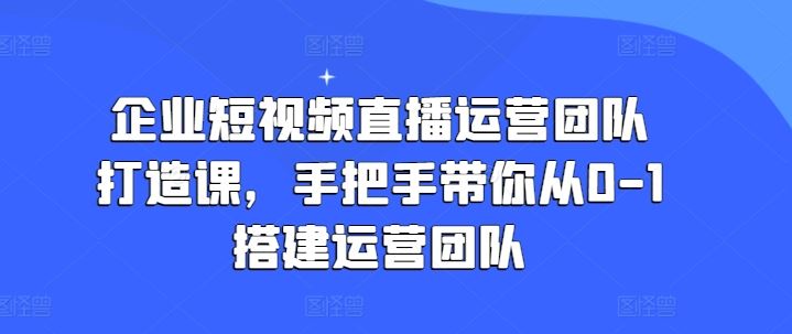 企业短视频直播运营团队打造课，手把手带你从0-1搭建运营团队-富爸爸项目圈
