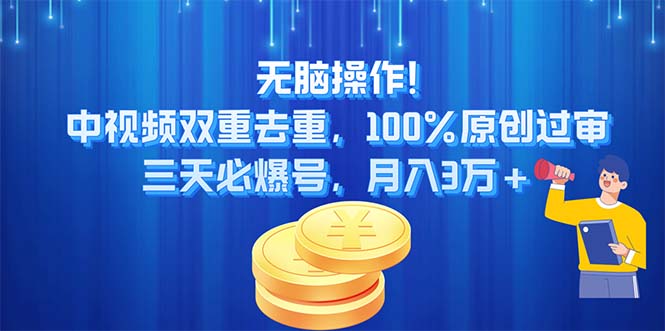（11353期）无脑操作!中视频双重去重，100%原创过审，三天必爆号，月入3万+-富爸爸项目圈