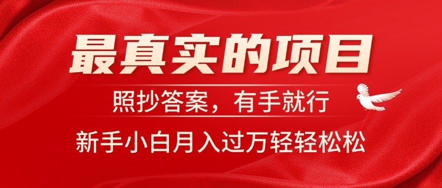 （11362期）最真实的项目，照抄答案，有手就行，新手小白月入过万轻轻松松-富爸爸项目圈