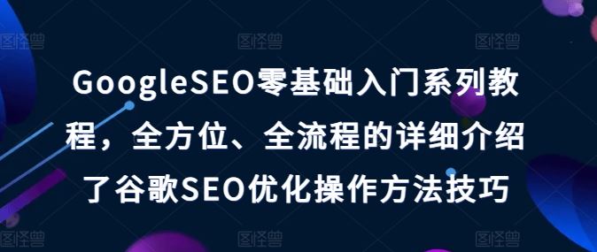 GoogleSEO零基础入门系列教程，全方位、全流程的详细介绍了谷歌SEO优化操作方法技巧-富爸爸项目圈