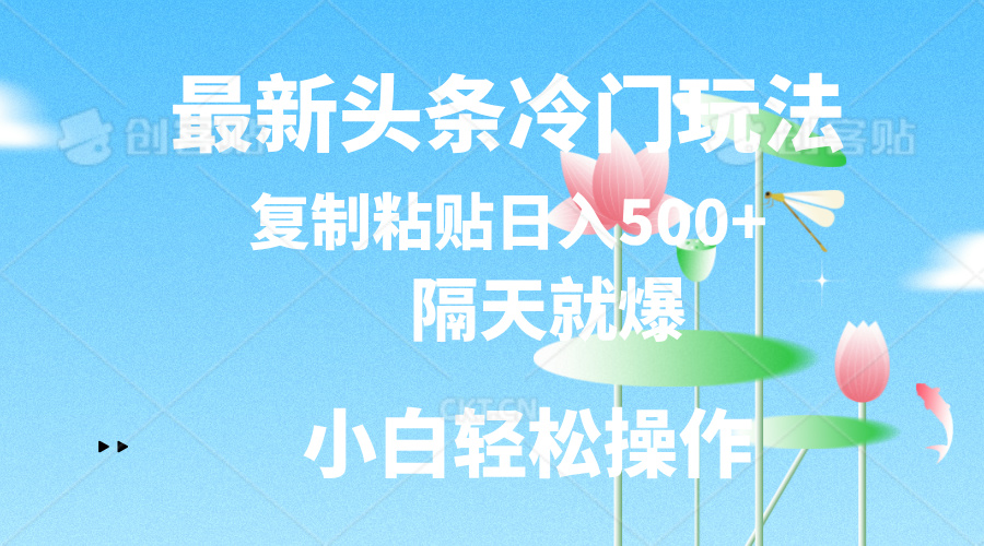 （11414期）最新头条冷门玩法，隔天就爆，复制粘贴日入500+-富爸爸项目圈