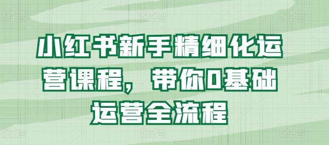 小红书新手精细化运营课程，带你0基础运营全流程-富爸爸项目圈