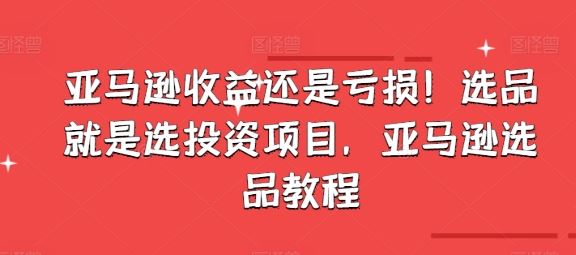 亚马逊收益还是亏损！选品就是选投资项目，亚马逊选品教程-富爸爸项目圈