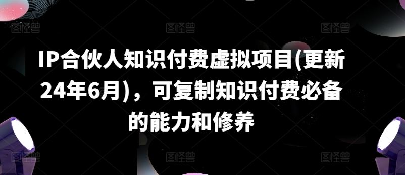 IP合伙人知识付费虚拟项目(更新24年6月)，可复制知识付费必备的能力和修养-富爸爸项目圈