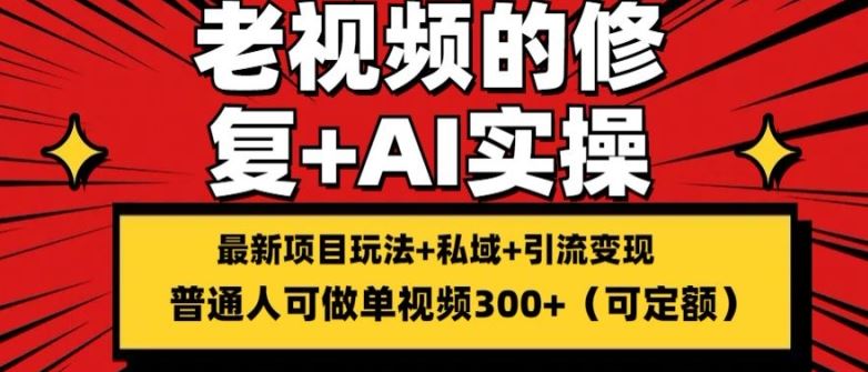 修复老视频的玩法，搬砖+引流的变现(可持久)，单条收益300+【揭秘】-富爸爸项目圈
