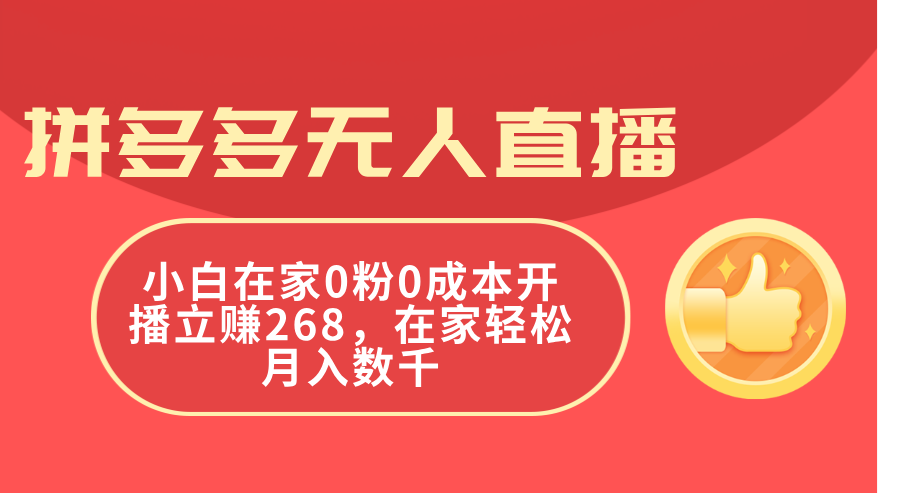 （11521期）拼多多无人直播，小白在家0粉0成本开播立赚268，在家轻松月入数千-富爸爸项目圈