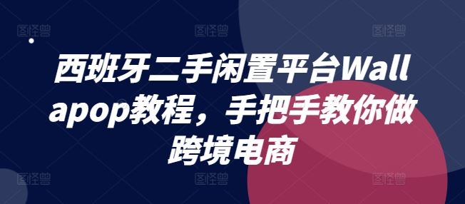 西班牙二手闲置平台Wallapop教程，手把手教你做跨境电商-富爸爸项目圈