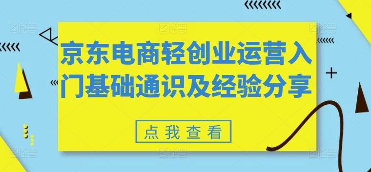 京东电商轻创业运营入门基础通识及经验分享-富爸爸项目圈
