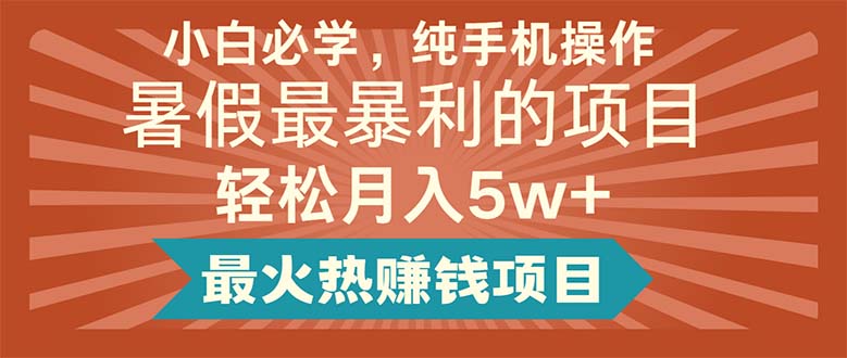 （11583期）小白必学，纯手机操作，暑假最暴利的项目轻松月入5w+最火热赚钱项目-富爸爸项目圈