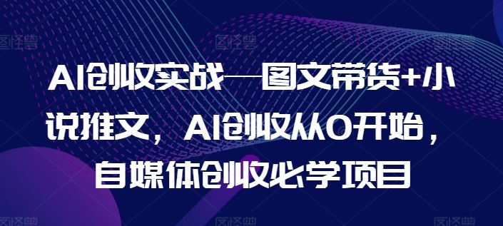 AI创收实战—图文带货+小说推文，AI创收从0开始，自媒体创收必学项目-富爸爸项目圈