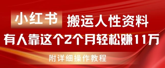 小红书搬运人性资料，有人靠这个2个月轻松赚11w，附教程【揭秘】-富爸爸项目圈