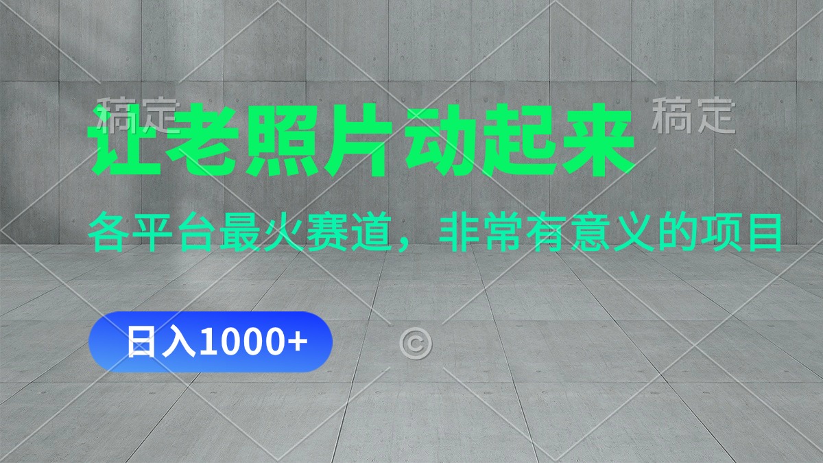 （11671期）让老照片动起来，一天变现1000+，各平台最火赛道，看完就会-富爸爸项目圈