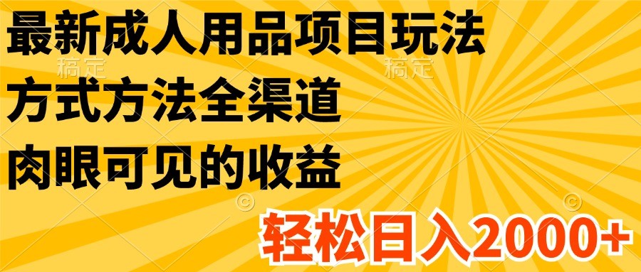 最新成人用品项目玩法，方式方法全渠道，肉眼可见的收益，轻松日入2000+-富爸爸项目圈