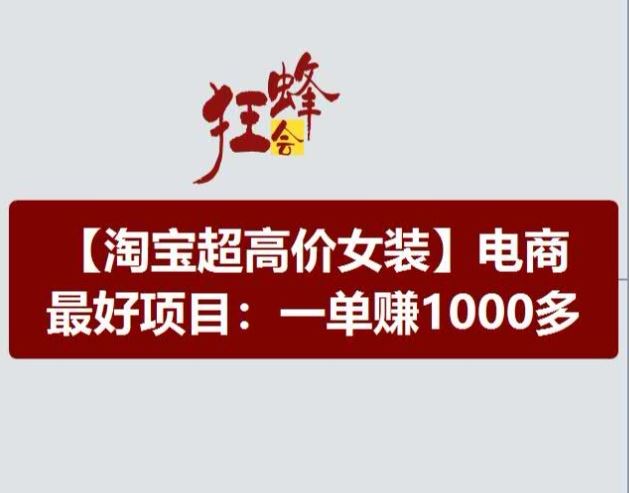 淘宝超高价女装项目，电商最好赛道，一单赚1000多-富爸爸项目圈