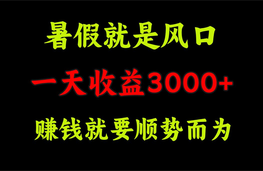 （11670期）一天收益3000+ 赚钱就是顺势而为，暑假就是风口-富爸爸项目圈