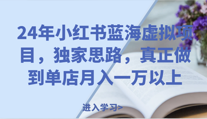 24年小红书蓝海虚拟项目，独家思路，真正做到单店月入一万以上。-富爸爸项目圈
