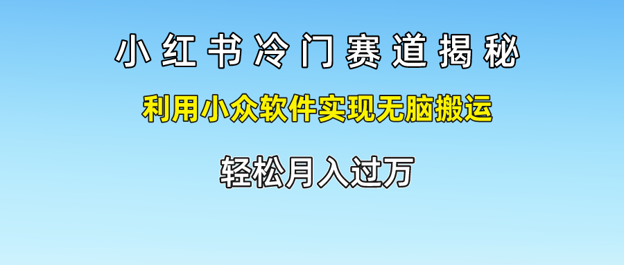 小红书冷门赛道揭秘,利用小众软件实现无脑搬运，轻松月入过万-富爸爸项目圈