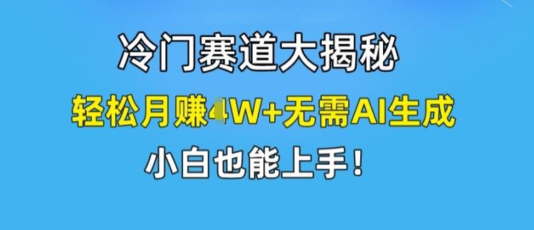 冷门赛道大揭秘，轻松月赚1W+无需AI生成，小白也能上手【揭秘】-富爸爸项目圈
