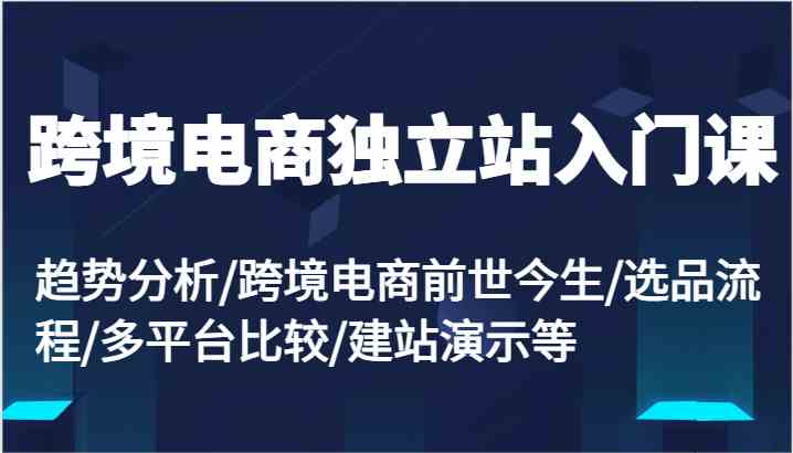 跨境电商独立站入门课：趋势分析/跨境电商前世今生/选品流程/多平台比较/建站演示等-富爸爸项目圈