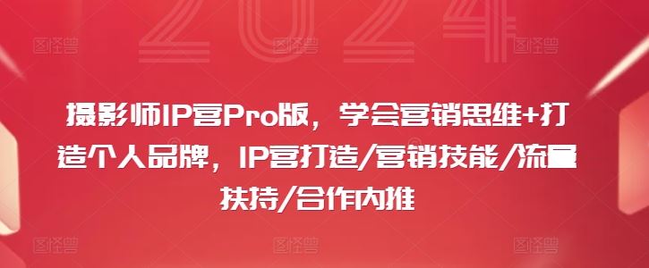 摄影师IP营Pro版，学会营销思维+打造个人品牌，IP营打造/营销技能/流量扶持/合作内推-富爸爸项目圈