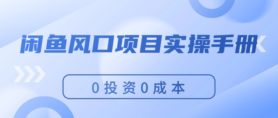 （11923期）闲鱼风口项目实操手册，0投资0成本，让你做到，月入过万，新手可做-富爸爸项目圈