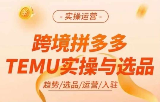 跨境拼多多TEMU实操与选品，多多temu跨境选品运营实操-富爸爸项目圈