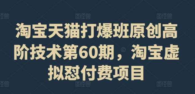 淘宝天猫打爆班原创高阶技术第60期，淘宝虚拟怼付费项目-富爸爸项目圈