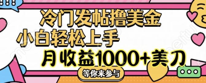 冷门发帖撸美金项目，月收益1000+美金，简单无脑，干就完了【揭秘】-富爸爸项目圈